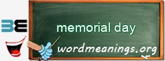 WordMeaning blackboard for memorial day